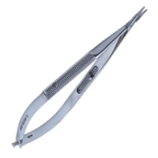 Barraquer Needle Holder, Straight, Delicate 9mm Jaws, Round Knurled Handle, Dull Finish, Overall Length 5-1/4" (134mm) K6-3500,E3828 SW,4441E,K6-3500,E3828 SW