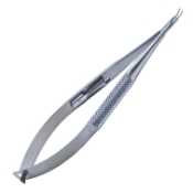 Bechert-Sinskey Needle Holder, Curved, Delicate 9mm Jaws, With Lock, Round Knurled Large Handle, Overall Length 5-1/8" (129mm) E3827 CW,4547E,E3827 CW