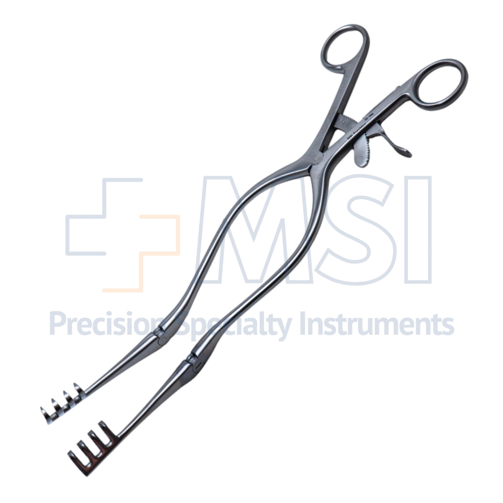 Beckman Sharp Instrument - Beckman Retractor, 4 x 4 Prongs, Sharp, Hinged Blades, 19mm Deep x ...