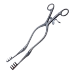 Beckman Retractor, 4 x 4 Prongs, Sharp, Hinged Blades, 19mm Deep x 25mm Height (3/4" x 1") Blades, Maximum Opening 6-7/16" (164mm), Hinged Arm Length 3-1/2" (89mm), Overall Length 12-1/4" (311mm) 
