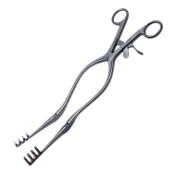 Beckman Retractor, 4 x 4 Prongs, Sharp, Hinged Blades, 19mm Deep x 25mm Height (3/4" x 1") Blades, Maximum Opening 6-7/16" (164mm), Hinged Arm Length 3-1/2" (89mm), Overall Length 12-1/4" (311mm) 