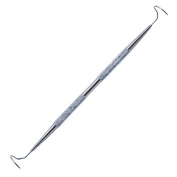 Beyer Pigtail Probe, Stainless Steel, 16mm Diameter Pigtail Curved Probes, Suture Eyes Just Back Of Blunt Ends, Round Knurled Handle, Polished Finish, Overall Length 5-3/4" (146mm) E4251CB,4825E,E4251 CB
