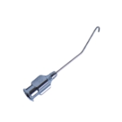 Binkhorst Hooked Cannula, Right, 22ga, 30 Degrees Angled Shaft, 13mm From Bend to Tip, 2.5mm "J" Shaped Hook, Polished Finish, Excluding Hub Overall Length 1-1/4" (32mm) 1691751,11/8/6531,K7-5420,91-7068,E4412 BR