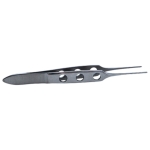 Bishop-Harmon Tissue Forceps, Straight, 0.8mm, 1 x 2 Teeth, Shorter Shafts, Flat Three Hole Handle, Overall Length 3-3/8" (85mm) 
