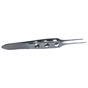 Bishop-Harmon Tissue Forceps, Straight, 0.8mm, 1 x 2 Teeth, Shorter Shafts, Flat Three Hole Handle, Overall Length 3-3/8" (85mm) 