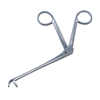 Blakesley Nasal Forceps, Angled Up 45 Degrees, Size 0, 3.5mm x 10mm Fenestrated Jaws, Working Length 4" (100mm) 