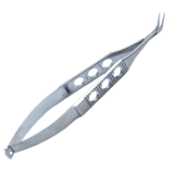 Blaydes Lens Forceps, Angled, Smooth Jaws, 12mm Tip To Bend, Flat Serrated Handle, Cross Action Handle With Holes, Dull Finish, Overall Length 4-5/8" (117mm) E2984 S,E2984