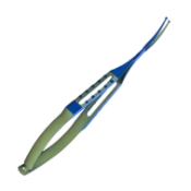 Shepard IOL Insertion Forceps, Titanium, Curved 18mm Shafts, 1.91mm Wide Grasping Tip, Flat Serrated Cross Action Handle, Dull Finish, Overall Length 4.3" (108mm) 