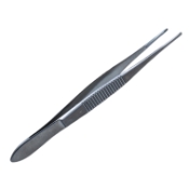 Bonaccolto Utility Forceps, Serrated Handle, Polished Finish, Straight Shafts, 16mm Long x 1.7mm Wide Platform, Lengthwise Serrated Jaws, Cross Serrated Tips, Overall Length 4-3/8" (110mm) 42856,May-17,K5-6210,08-01266,E1906