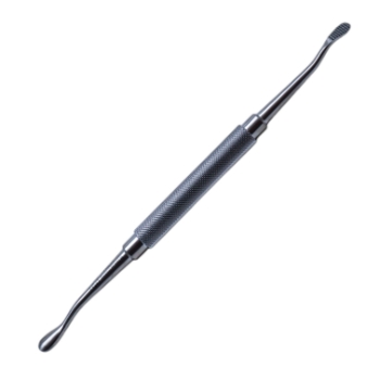 Bone File, Double Ended, #12, Bell-Shaped, Plain Serrations, Round Knurled Handle, Overall Length 7" (178mm) 
