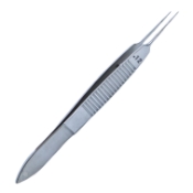 Bonn Suturing Forceps, Straight Shafts, 0.12mm Teeth, 5mm Tying Platform, Long Model, Serrated Handle, Polished Finish, Overall Length 3-3/4" (96mm) 373400,May-22,08-01205,E1811