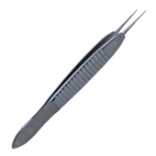 Bonn Suturing Forceps, Straight Shafts, 0.12mm Teeth, Tying Platform, Short Model, Serrated Handle, Polished Finish, Overall Length 3" (80mm) 369017,May-10,08-01204,E1809
