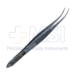 Bracken Iris Forceps, Lightly Curved, Serrated Handle, Matte Finish, Delicate Cross-Serrated Lightly Curved Tips, Overall Length 4" (100mm) - 5-2527