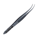 Bracken Iris Forceps, Lightly Curved, Serrated Handle, Matte Finish, Delicate Cross-Serrated Lightly Curved Tips, Overall Length 4" (100mm) 229129,May-27,E1416