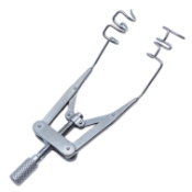 Brown Style Triple Post Eye Speculum, Small 16mm Double Wire Blades, 1mm Top Center Wire Blade, Lieberman Style Adjustable Mechanism, Angled Down Towards Temple, Overall Length 3" (79mm) 