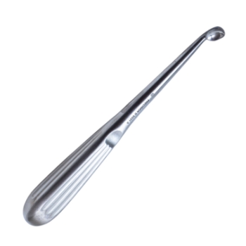 Brun (Spratt) Curette, Size 6, Angled Forward, Oval Cup, Hollow Handle, Overall Length 6-3/4" (171mm) 