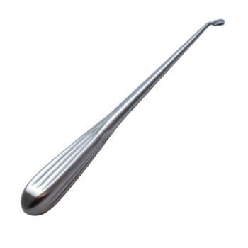 Brun (Spratt) Curette, Size 3, Angled 45 Degrees, Oval Cup, Hollow Handle, Overall Length 9" (229mm) 