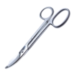 Bruns Scissor, Curved Up, Large Serrated Blades, Large Ring Handles, Two Tone Finish, Overall Length 9-1/2" (241mm) 