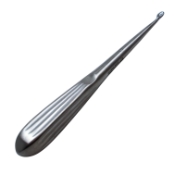 Bruns (Spratt) Curette, Size 2, Straight, Oval Cup, Hollow Handle, Overall Length 9" (229mm) 