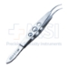 Buratto Lasik Flap Forceps, Curved Shaft, Serrated Disk Shaped Tips, Three Hole Handle - 11-6-6169