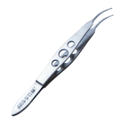 Buratto Lasik Flap Forceps, Curved Shaft, Serrated Disk Shaped Tips, Three Hole Handle 1559532,11/6/6169,K5-5058
