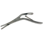 Caplan Nasal Scissors, Large Squeeze Grip Spring Handle, Double Action, Curved Shaft, Serrated Blades, Overall Length 7-1/2" (190mm) 