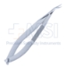 Castroviejo Corneal Section Scissors, Curved Left, Blunt Tips, Lower Blade 0.5mm Longer Than Upper Blade, 14mm Mid-Screw to Tip, Flat Handle, Overall Length 4-1/8" (105mm) - 5-4416