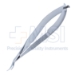 Castroviejo Corneal Section Scissors, Curved, Left, Angulated Blade, Lower Blade 1mm Longer Than Upper, Rounded Spatula-Like Upper Blade, 18mm Mid-Screw To Tip, Serrated Flat Handle, Polished Finish, Overall Length 4-1/4" (110mm) - 5-4412