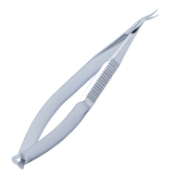 Castroviejo Corneal Section Scissors, Curved Right, Blunt Tips, 10mm Mid-Screw To Tip, Serrated Wide Handle, Polished Finish, Overall Length 4-7/8" (125mm) E3304WH,5870E,E3304 WH