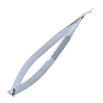 Castroviejo Corneal Section Scissors, Curved Right, Blunt Tips, Sub-Miniature Model, Lower Blade 0.5mm Longer Than Upper Blades, 9mm Mid-Screw To Tip, Serrated Handle, Polished Finish, Overall Length 4-1/8" (103mm) E3304X,5875E,E3304 X