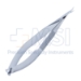 Castroviejo Corneal Section Scissors, Curved Left, Blunt Tips, Mid-Miniature Model, Lower Blade 0.5mm Longer Than Upper Blade, 13mm Mid-Screw To Tip, Serrated Flat Handle, Polished Finish, Overall Length 4-1/8" (105mm) - 5-4416-M