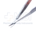 Castroviejo Corneal Scissors, Curved, Left, Blunt Tips, Miniature Model, 11mm Mid-Screw To Tip, Serrated Flat Handle, Polished Finish, Overall Length 4-1/8" (105mm) - 5-4329-L