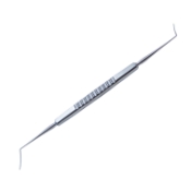 Castroviejo Cyclodialysis Spatula, Double Ended, Gently Curved, 0.5mm x 10mm / 0.5mm x 15mm Blades, Serrated Square Handle, Polished Finish, Overall Length 4-7/8" (125mm) 884561,11/4/4321,K3-3210,08-07124,E0489