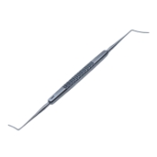 Castroviejo Cyclodialysis Spatula, Double Ended, Gently Curved, 0.5mm x 10mm Blade, 0.5mm x 15mm Blade, Serrated Square Handle, Polished Finish, Overall Length 4-7/8" (125mm) K3-3210,E0489,08-07124,6807E,K3-3210,08-07124,E0489