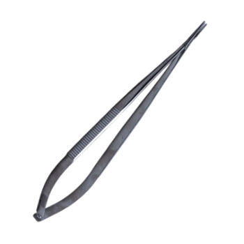 Castroviejo Microsurgical Needle Holder, Straight, 0.8mm Smooth Jaws, Standard Box Lock, Flat Serrated Handle, Overall Length 7" (180mm) 