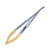 Castroviejo Needle Holder, TC, Curved, Lock, Serrated, Overall Length 5-1/2" (140mm) 