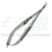 Castroviejo Needle Holder, Delicate, Curved, 13mm Mid-Screw To Tip, With Lock, Serrated Handle, Overall Length 5-1/2" (140mm) - 11-7-2631-LL