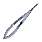 Castroviejo Needle Holder, Curved, Delicate, With Lock, 13mm Mid-Screw To Tip Length, Serrated Handle, Overall Length 5-1/2" (140mm) 267304,11/7/2631,K6-1520,08-02127