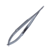 Castroviejo Needle Holder, Straight, Extra Delicate 1.2mm Tips, 10.5mm Smooth Jaws, Flat Serrated Handle, Overall Length 5-1/2" (140mm) 