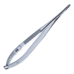 Castroviejo Needle Holder, Straight, Fine 12mm Jaws, Without Lock, Flat Serrated Handle, Overall Length 5-3/8" (136mm) 