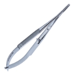 Castroviejo Needle Holder, Heavy, With Small Lock, 16mm Straight Jaws, Flat Serrated Handle, Overall Length 5-7/8" (148mm) 1123243,May-75,E3864
