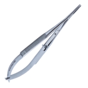 Castroviejo Needle Holder, Heavy, With Small Lock, 16mm Straight Jaws, Flat Serrated Handle, Overall Length 5-7/8" (148mm) 1123243,May-75,E3864