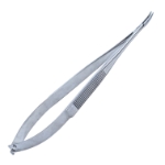 Castroviejo Needle Holder, Gently Curved, Medium 11mm Jaws, Without Lock, Serrated Flat Handle, Overall Length 5-3/4" (145mm) 1114112,May-50,K6-1530,08-02128,E3849