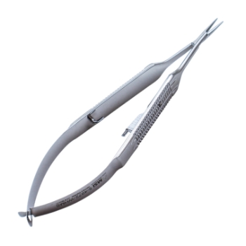 Castroviejo Needle Holder, Straight, Fine 9mm Jaws, With Lock, Serrated Wide Handle, Overall Length 5-1/8" (130mm) E3861 WHMS,no ambler,E3861 WHMS