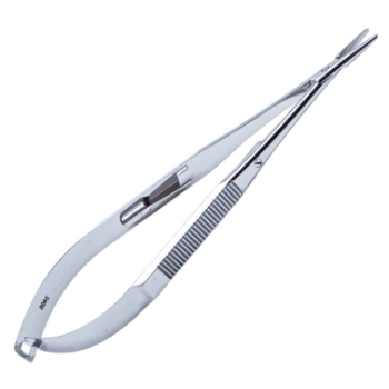 Castroviejo Needle Holder, Straight, Heavy 12mm Jaws, With Lock, 18mm Mid-Screw to Tip, Overall Length 5-3/4" (145mm) 1118130,May-61,K6-1560,08-02135,E3850