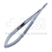 Castroviejo Needle Holder, Straight, 12mm Jaws, 18mm Mid-Screw To Tip, With Lock, Serrated Spring Handle, Overall Length 5-3/4" (145mm) - 5-4972-A