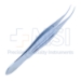 Castroviejo Colibri Forceps, 0.12mm, 1 x 2 Teeth, Set At 45 Degrees, 6mm Tying Platform, Serrated Wide Handle, Overall Length 4-1/4" (109mm) - 5-4316