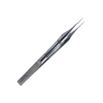 Castroviejo Suture Forceps, 0.12mm, 1 x 2 Teeth, Platforms Teeth Set At 45 Degrees, Ergonomic Fenestrated Handle, Overall Length 4-3/8" (110mm) 