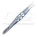 Castroviejo Suturing Forceps, 0.12mm, 1 x 2 Teeth, Three Hole Handle, 20mm Straight Shafts, Overall Length 4-1/4" (110mm) - 11-6-3611