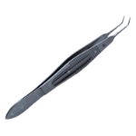 Castroviejo Suturing Forceps, Angled 40 Degrees, 0.12mm Teeth, 6mm Tying Platform, Serrated Wide Handle, Polished Finish, Overall Length 4-1/4" (108mm) E1796 A,E1796 A